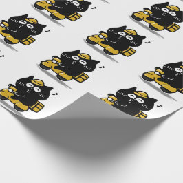 Söt knubbig svart katt dekal presentpapper
