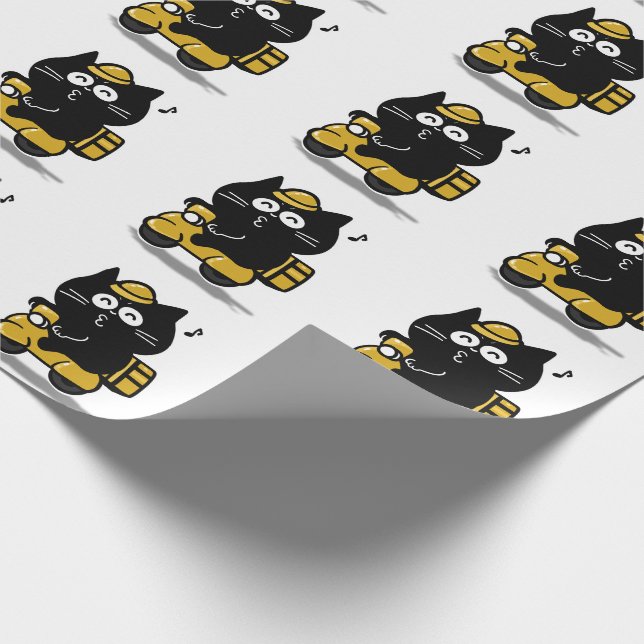 Söt knubbig svart katt dekal presentpapper (Hörn)