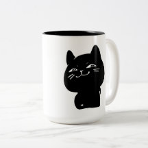 Söt knubbig svart katt kaffemugg