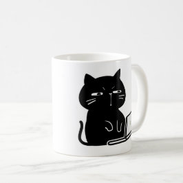 Söt knubbig svart katt kaffemugg