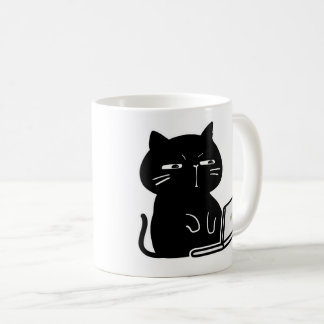 Söt knubbig svart katt kaffemugg