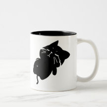 Söt knubbig svart katt kaffemugg