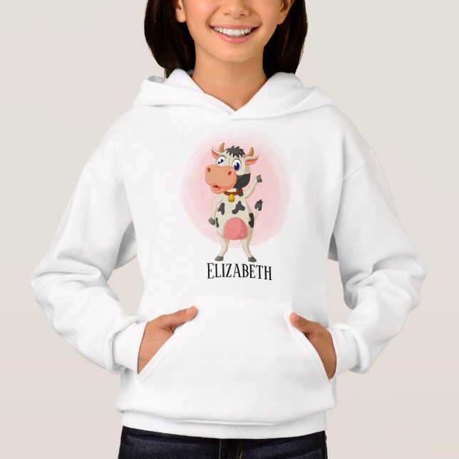 Söt ko älskare add namn Hoodie T Shirt (Framsida)
