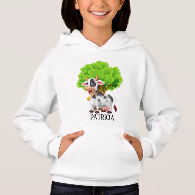 Söt ko älskare add namn Hoodie T Shirt (Framsida)