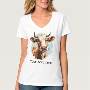 Söt ko älskare lägger till text t shirt
