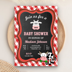 Söt Ko Gård Baby Shower Inbjudningar
