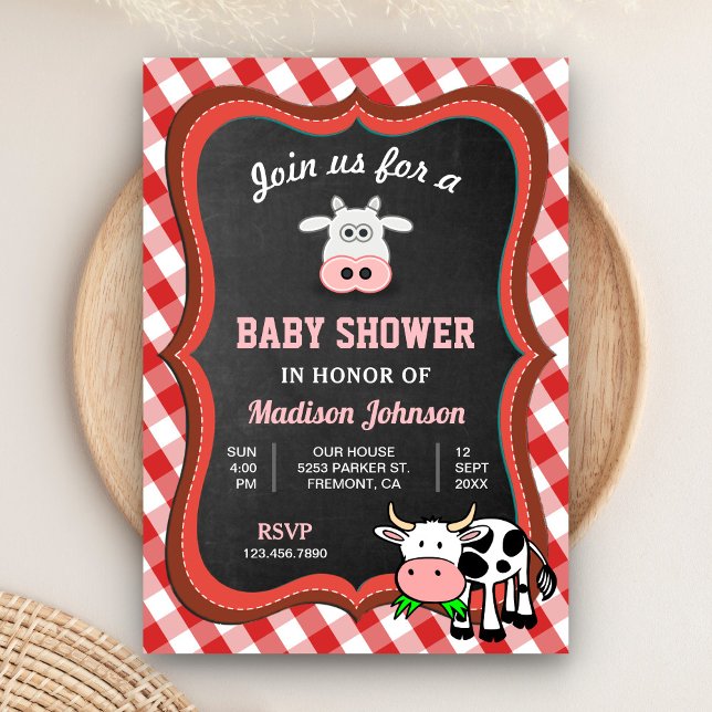 Söt Ko Gård Baby Shower Inbjudningar (Skapare uppladdad)