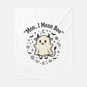 Söt Ko Ghost Halloween Moo Boo Vintage Design_1 Fleecefilt
