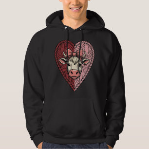 Söt ko hjärta garn vintage gravyr design_1 hoodie