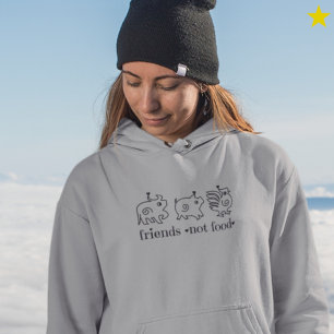 Söt Ko Kyckling Gris Klotter Vegan Vegetarian Hoodie