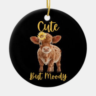 Söt Ko- Lantlig Ko Älskare Bondgård Cowgirl Baby S Julgransprydnad Keramik
