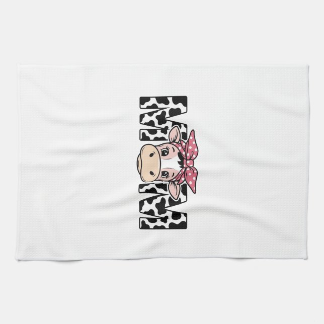 Söt ko mamma båge grafisk design_1 kökshandduk (Horisontell)