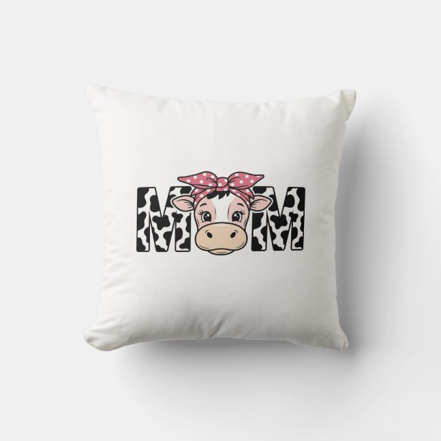 Söt ko-mamma båge grafisk design_1 kudde (Framsida)