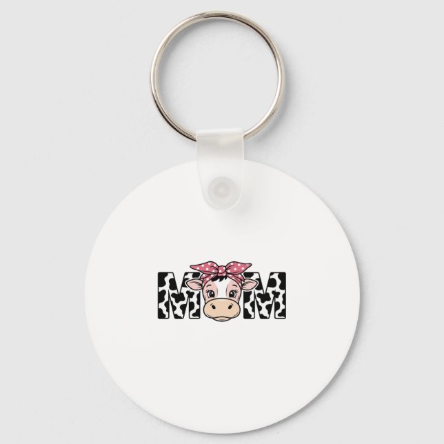 Söt ko-mamma båge grafisk design_1 nyckelring (Framsida)