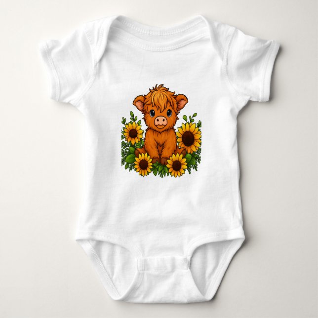 Söt ko med solrosor t shirt (Framsida)