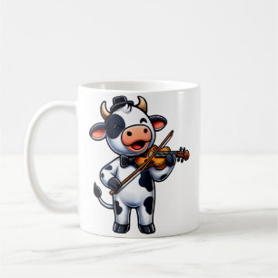 Söt ko som spelar fiol kor musiker musik kaffemugg