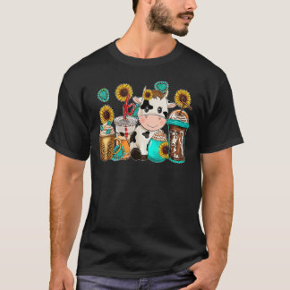 Söt Ko Västerländsk Konäst Hud Kaffe Kopp Solros A T Shirt
