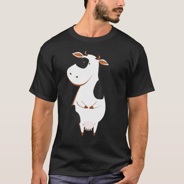 Söt Ko Vintage Jul Ko Kostym T Shirt (Framsida)
