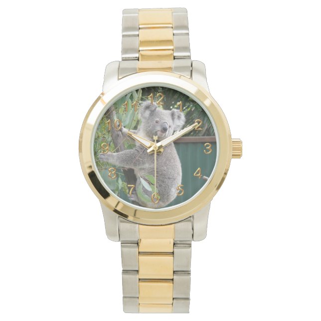 Söt Koala Australien Foto Guld 2 Armbandsur (Framsida)