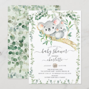 Söt Koala Bear Baby Shower-inbjudan Inbjudningar