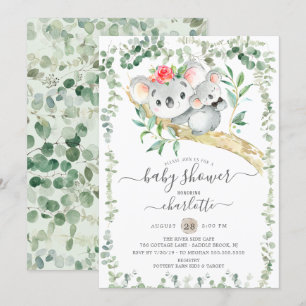 Söt Koala Bear Boys Baby Shower-inbjudan Inbjudningar