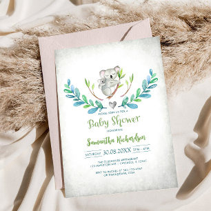 Söt Koala Bebis Shower Inbjudan
