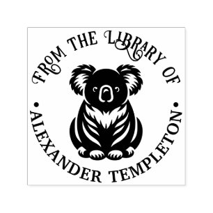 Söt Koala Björn Australien Bibliotek Bok Namn Självfärgande Stämpel