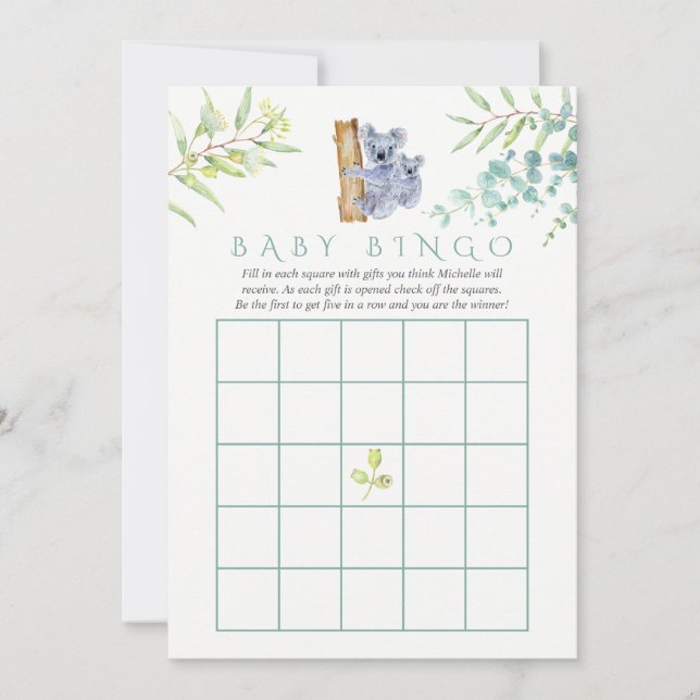 Söt Koala Björn Eukalyptusblad Baby Bingo (Framsida)