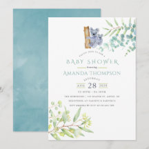 Söt Koala Björn Eukalyptusblad Baby Shower