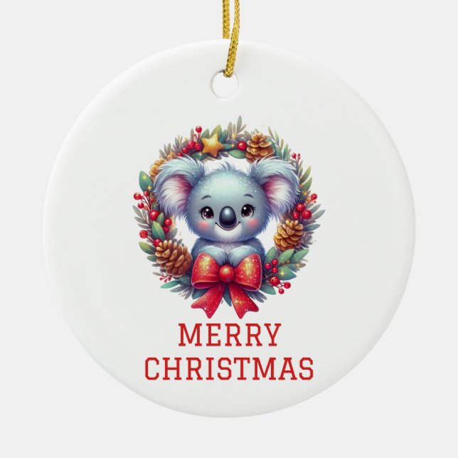Söt Koala Björn Jul Julgransprydnad Keramik (Framsidan)