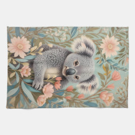 Söt Koala Elegant Pastell Blommig Kökshandduk