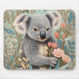 Söt Koala Elegant Pastell Blommig Musmatta