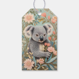 Söt Koala Elegant Pastell Blommig Presentetikett