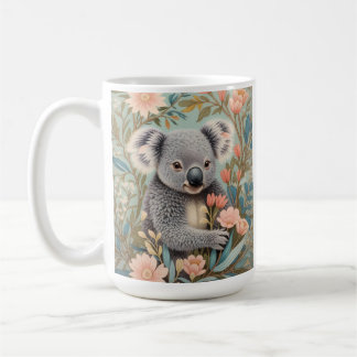Söt Koala Elegant Pastell Flerfärgad Blomma Kaffemugg