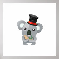Söt koala i en svart topp hatt