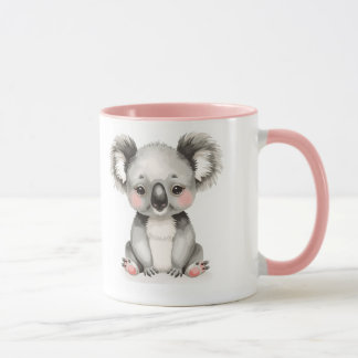 Söt Koala i Vattenfärg med Anpassat Namn Kaffe Mug Mugg