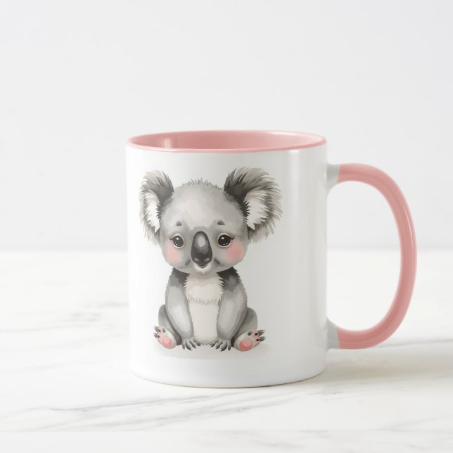 Söt Koala i Vattenfärg med Anpassat Namn Kaffe Mug Mugg (Höger)