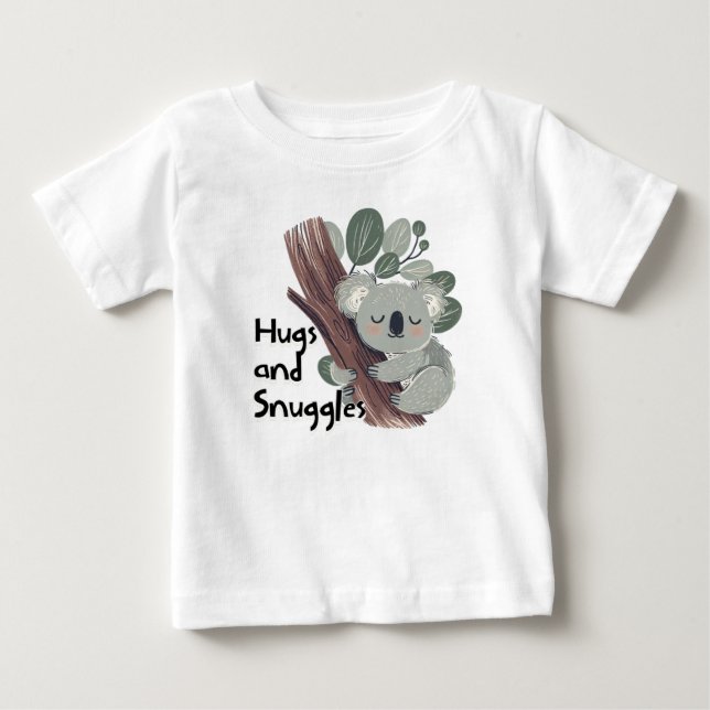 Söt Koala Kramar Och Knuffar T Shirt (Framsida)