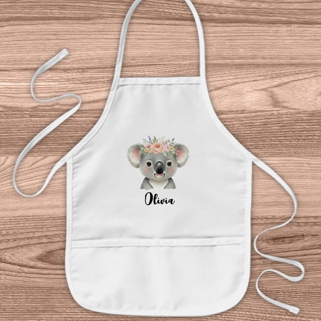 Söt koala med blomkrona  barnförkläde (Skapare uppladdad)