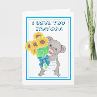 Söt Koala Solros Farfar Fars Dag Kort