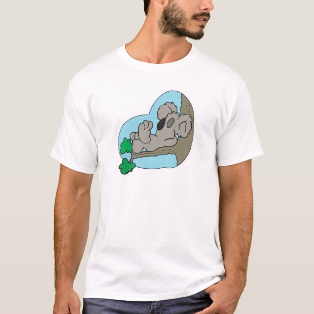 Söt koala sover på träd gren tee shirt (Framsida)