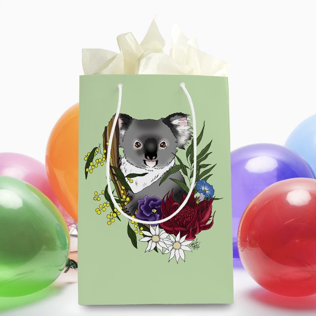 Söt Koalabjörn Grön Australisk Vilda Djur Blommig (Skapare uppladdad)