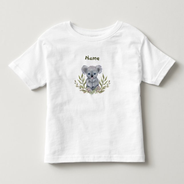 Söt Koalabjörn med blad T Shirt (Framsida)