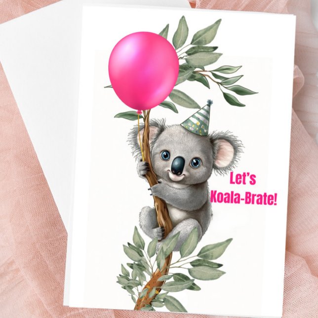 Söt Koalafest Blank Kort – “Låt oss Koalabrera” (Cute Koala Blank Greeting Card)