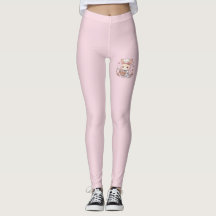 Söt kock kanin ljusrosa leggings
