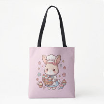 Söt kock kanin rosa canvas shoppingväska