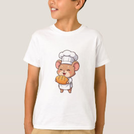 Söt kockmus som håller färsk bröd barn t shirt