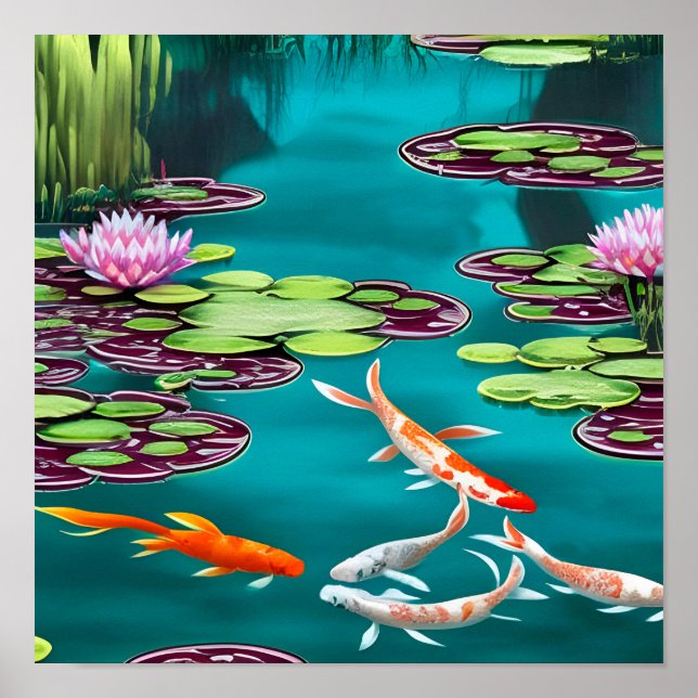Söt Koi Pond Poster (Framsidan)