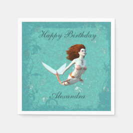 Söt Koi Sjöjungfru Swimming Underwater Pappersservett