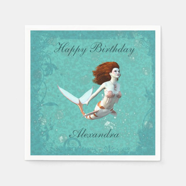 Söt Koi Sjöjungfru Swimming Underwater Pappersservett (Framsidan)
